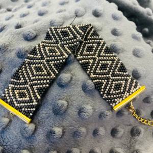 Elegantes Armband „Golden Tiles“, kleine goldene Rocailles Perlen, und matte schwarze Perlen, Miyuki, Peyote Stitch Bild 5