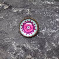 mandalas Mandala Mini Brosche 20  mm  rund mit Glascabochon Bild 1