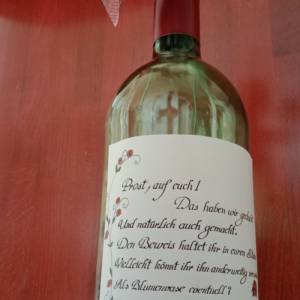 Download - DIY Geschenk - Etikett für leere Weinflasche mit Geldblumen (hier NUR Etikett-Download! zu kaufen) Bild 1