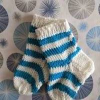 BabySöckgelsocken - Neugeborenen Ringelsocken türkisblau - weiß Bild 1