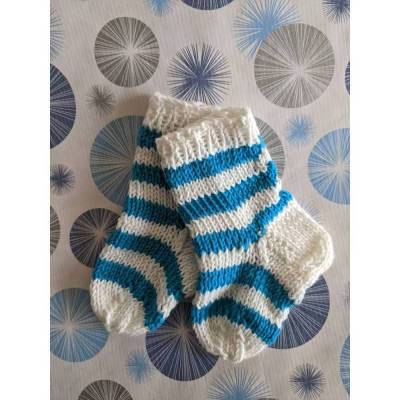 BabySöckgelsocken - Neugeborenen Ringelsocken türkisblau - weiß
