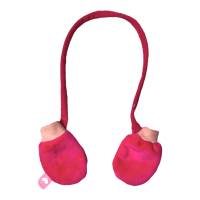 Kuscheliger handmade Puppenschal mit passenden Plüschhandschuhen und Mütze - in Pink! Bild 3