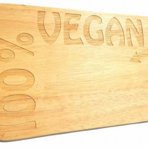 Frühstücksbrett 100% vegan Gravur Holz veggie Brotbrett - Geschenk für Veganer Bild 1
