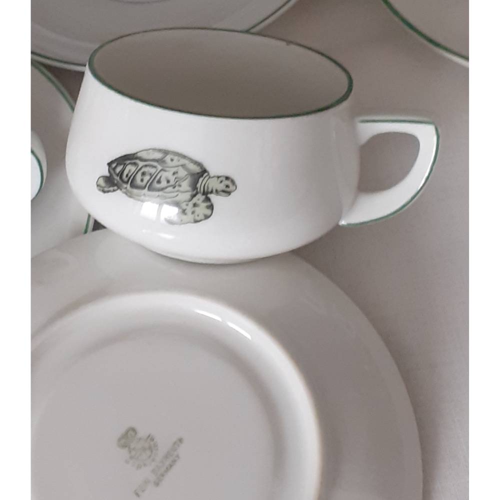 Demmex Türkische Kaffeetasse 4-teilig - Porzellan Mit Metallhalter Silber Tulpen Design