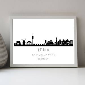 Poster JENA SKYLINE mit Koordinaten | Heimat Stadt | Stadtposter | Personalisiert | Sehenswürdigkeiten Geschenk | Kunstd Bild 1