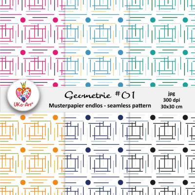 Endlosmuster Geometrie #01, Nahtlosmuster Scrapbooking, Papier zum Ausdrucken, Bastelpapier, Motivpapiere