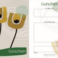 10 Postkarten 'Gutschein' Scandinavian Fall für Händler*innen, mit zwei stilisierten Blumen Bild 1