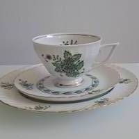 Royal Tettau *** grüne Blume *** 3 teil. Kaffeetassengedeck *** Bild 2