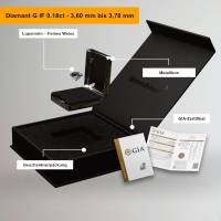 Geschenke-Set | lupenreiner natürlicher Diamant 0.18ct 3,60 - 3,70mm | Feines Weiss | inkl. GIA Zertifikat & Lasergravur Bild 2