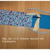 Flötentasche mit Namen, Flötenbeutel - Einhorn klein blau (mit optionalen Zubehörfach / Fütterung / Halsband) Bild 3