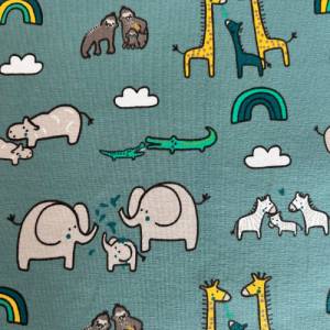 Jersey Tiere auf smaragd, Elefanten, Giraffe Bild 3