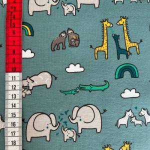 Jersey Tiere auf smaragd, Elefanten, Giraffe Bild 5