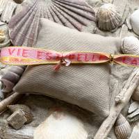 „Beach Vibes“ - Maritime gewebte Armbänder in sommerlichen Farben mit Schriftzug und Anhängern Bild 6