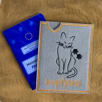 Impfpasshülle mit Katzenmotiv - Filzhülle für EU-Heimtierausweis Katze - Geschenk für Katzenbesitzer Bild 1