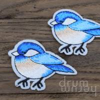 Vögel zum Aufbügeln 4,5 x 6 cm blau Aufnäher (2 Stück) Bild 1