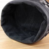 Utensilo, Stoffkorb, Frühstückskorb aus Jeans schwarz/grau/hellgrau, Upcycling, Ø 22 cm, Höhe 11 cm Bild 6