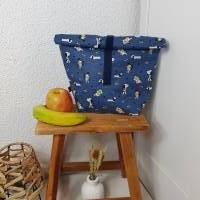 Lunchbag Lunchbeutel Lunchbox Essenbeutel Vesperbeutel nachhaltig Wetbag wiederverwendbar blau Hunde Bild 1