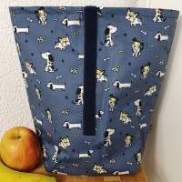 Lunchbag Lunchbeutel Lunchbox Essenbeutel Vesperbeutel nachhaltig Wetbag wiederverwendbar blau Hunde Bild 2