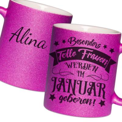 Januar Geburtstag Tasse mit Name und tolle Frauen Spruch, Sternzeichen Steinbock Wassermann Geschenk personalisiert