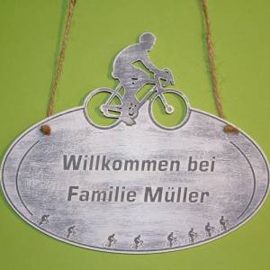 Türschild Rennrad Namensschild Wunschgravur Holz Bild 1