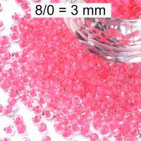 Rocailles - Perlen - inside color neon rosa - ca. 3mm - Glas Bild 1
