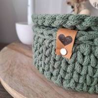 Häkelkörbchen/Korb aus recycleter Baumwollkordel mit Deckel Bild 3