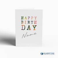 Personalisierte Happy Birthday Geburtstagskarte mit Namen | Minimalistisch für Männer | A6 Klappkarte Bild 1