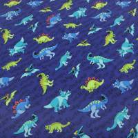 Stoff Baumwolle Jersey Dinos Dinosaurier royal blau türkis grün bunt Kinderstoff Kleiderstoff Meterware Bild 2