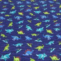Stoff Baumwolle Jersey Dinos Dinosaurier royal blau türkis grün bunt Kinderstoff Kleiderstoff Meterware Bild 3