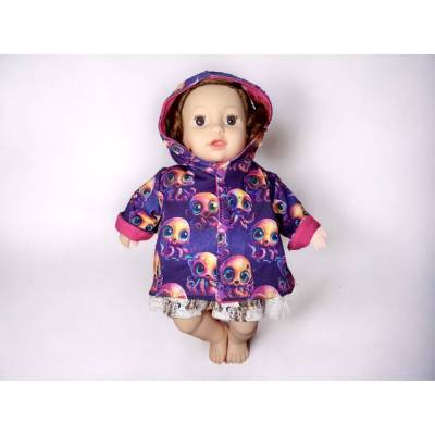 Entzückende lila Puppenjacke mit niedlichem Babykraken - Perfekt für 43cm Puppen!