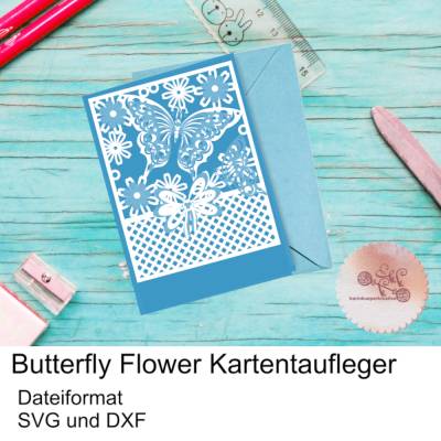 Plotterdatei Butterfly Flower Kartenaufleger