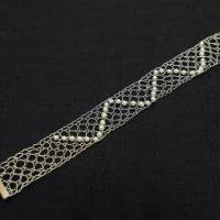 Zarter Brautschmuck - Perlenchoker geklöppelt aus kräftigem Silberdraht mit 36 eingearbeiteten Wachsperlen Bild 4