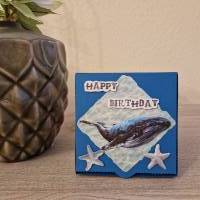 Geschenkverpackung / Wal / Seesterne / Happy Birthday / Geschenkverpackung Ozean / Wal Motiv Verpackung / Wasser-Themen Bild 1