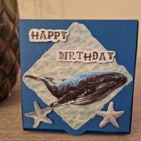 Geschenkverpackung / Wal / Seesterne / Happy Birthday / Geschenkverpackung Ozean / Wal Motiv Verpackung / Wasser-Themen Bild 2