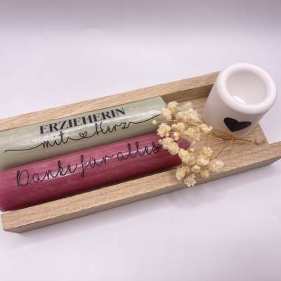 Abschiedsgeschenk - Erzieherin mit Herz - Geschenk - Dankeschön - Kindergarten - Kerzen - Kerzenhalter - Geschenkbox