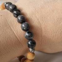 Diffuser Mala Armband aus Sandelholz, tibetischen Messing Perlen in antik silberfarben und Labradorit, tibetischer Schmu Bild 4