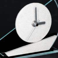 Kleine Deko-Uhr zum Hinstellen. Stylisches Design aus Glas und Sandstein. Tischuhr modern. Geschenkidee. Bild 3