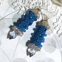 Ohrringe blau azur Glasperlen an Silber handgemacht capriblau Bild 1