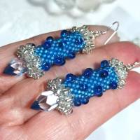 Ohrringe blau azur Glasperlen an Silber handgemacht capriblau Bild 2