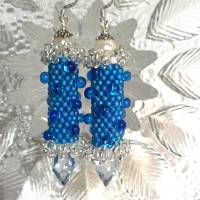 Ohrringe blau azur Glasperlen an Silber handgemacht capriblau Bild 3