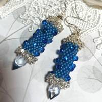 Ohrringe blau azur Glasperlen an Silber handgemacht capriblau Bild 4