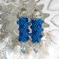 Ohrringe blau azur Glasperlen an Silber handgemacht capriblau Bild 5