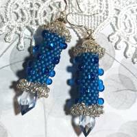 Ohrringe blau azur Glasperlen an Silber handgemacht capriblau Bild 6