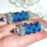 Ohrringe blau azur Glasperlen an Silber handgemacht capriblau Bild 7