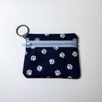 Kleines Täschchen, Geldbeutel, Schlüsselanhänger, blau mit weißen Pfoten Bild 2