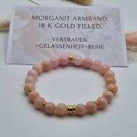 Rosa Morganit Armband 18 K gold filled, Morganit Schmuck gold Bild 1