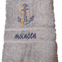 Handtuch,  Duschtuch oder 2er Set Bestickt Anker Maritim personalisiert Bild 1