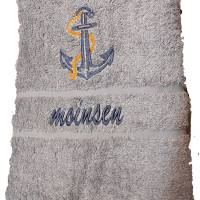 Handtuch,  Duschtuch oder 2er Set Bestickt Anker Maritim personalisiert Bild 2