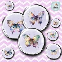 Cabochon Vorlagen - Schmetterlinge Wasserfarben - 10 mm, 12 mm, 14 mm und 25 mm Bild 1