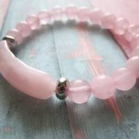 Rosenquarz Armband, Perlen Armband, Edelstein, elastisch Bild 2